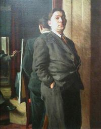 A portrait of Soviet singer Leonid Utesov by artist Alexander Laktionov